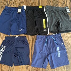 Bundle - 5 Pairs of Boys Blue / Black / Gray Athletic Shorts - Size 7 - NWT